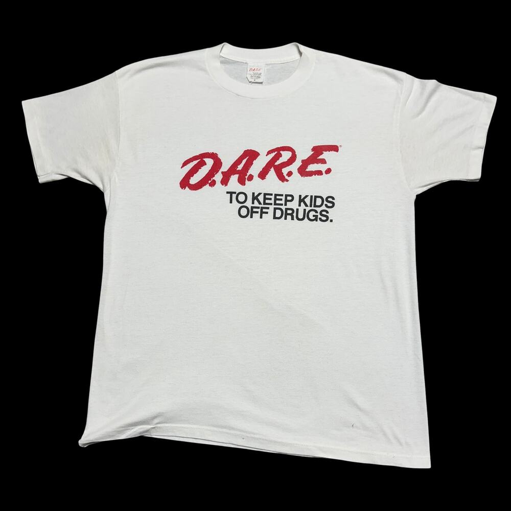Vintage 80s DARE To Keep Kids Off Drugs Single Stitch USA Tee Shirt White Sz XL